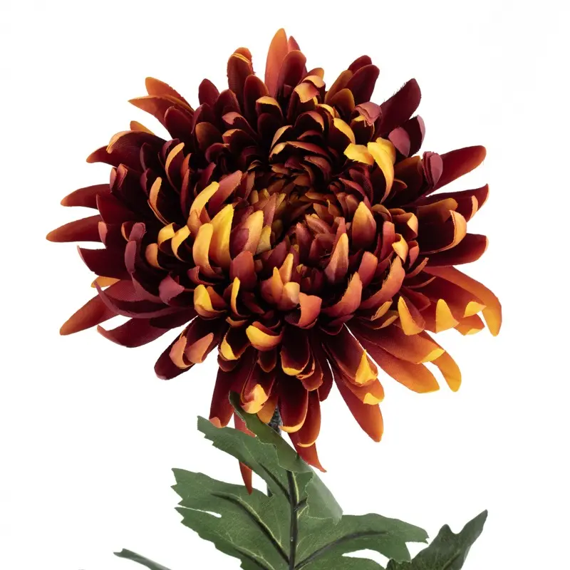 Realistische kunstbloem chrysant roestbruin 81cm zijden bloem - Meubeldriveinn.nl