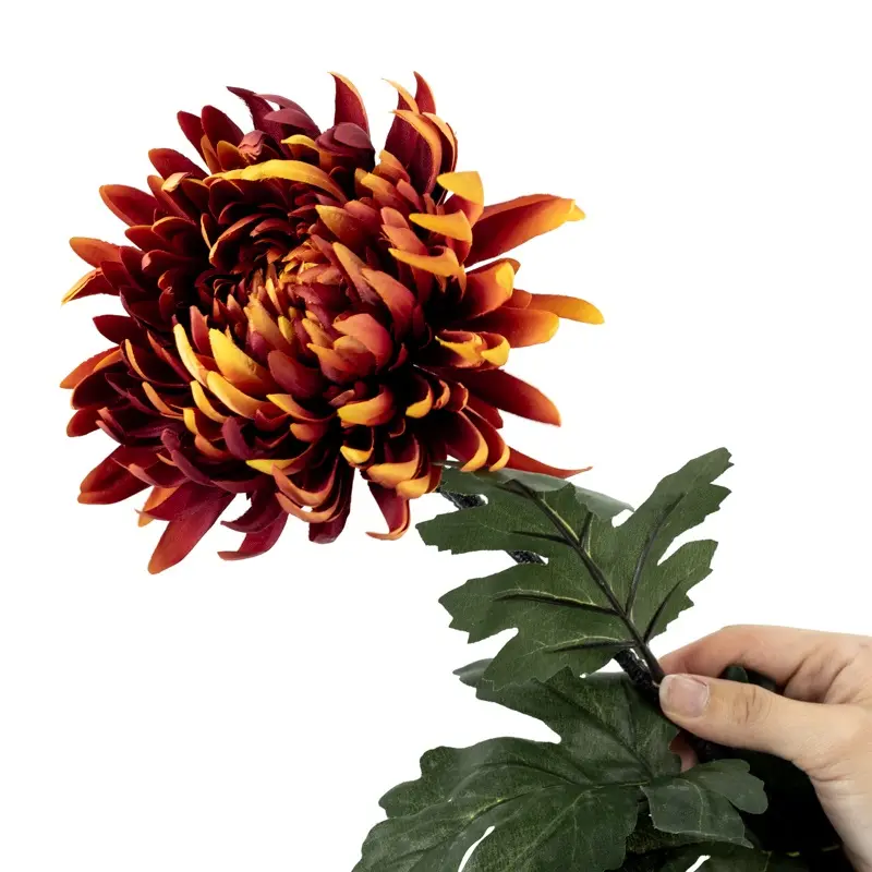 Realistische kunstbloem chrysant roestbruin 81cm zijden bloem - Meubeldriveinn.nl