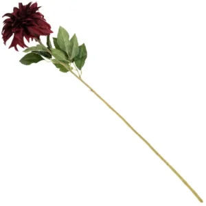 Realistische bordeauxrode kunstbloem dahlia 79cm lange zijden bloem met volle bloemkop - Meubeldriveinn.nl