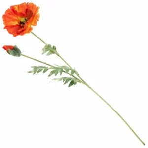 Realistische oranje kunstbloem klaproos 75cm lange zijden veldbloem tak - Meubeldriveinn.nl