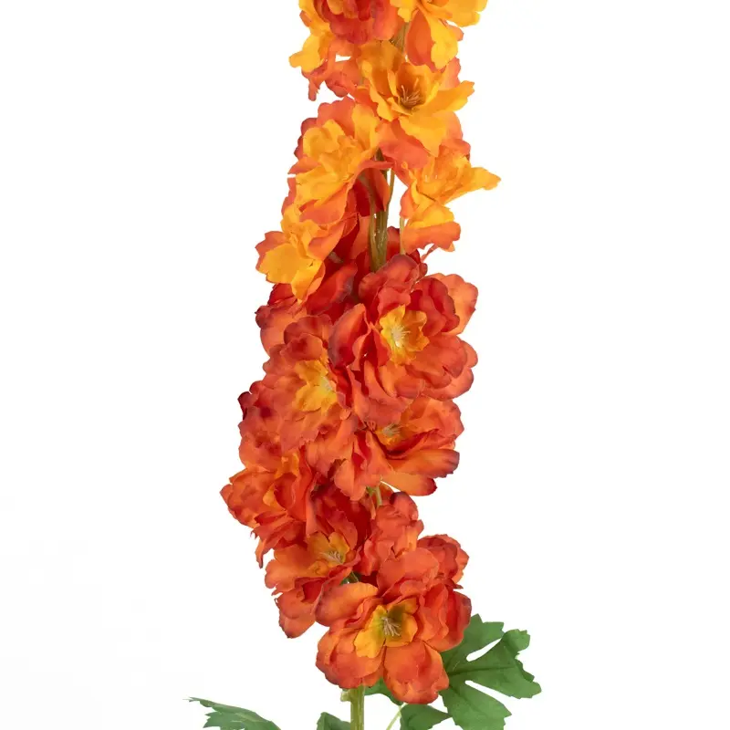 Lange oranje kunstbloem ridderspoor 105cm zijden Delphinium tak - Meubeldriveinn.nl