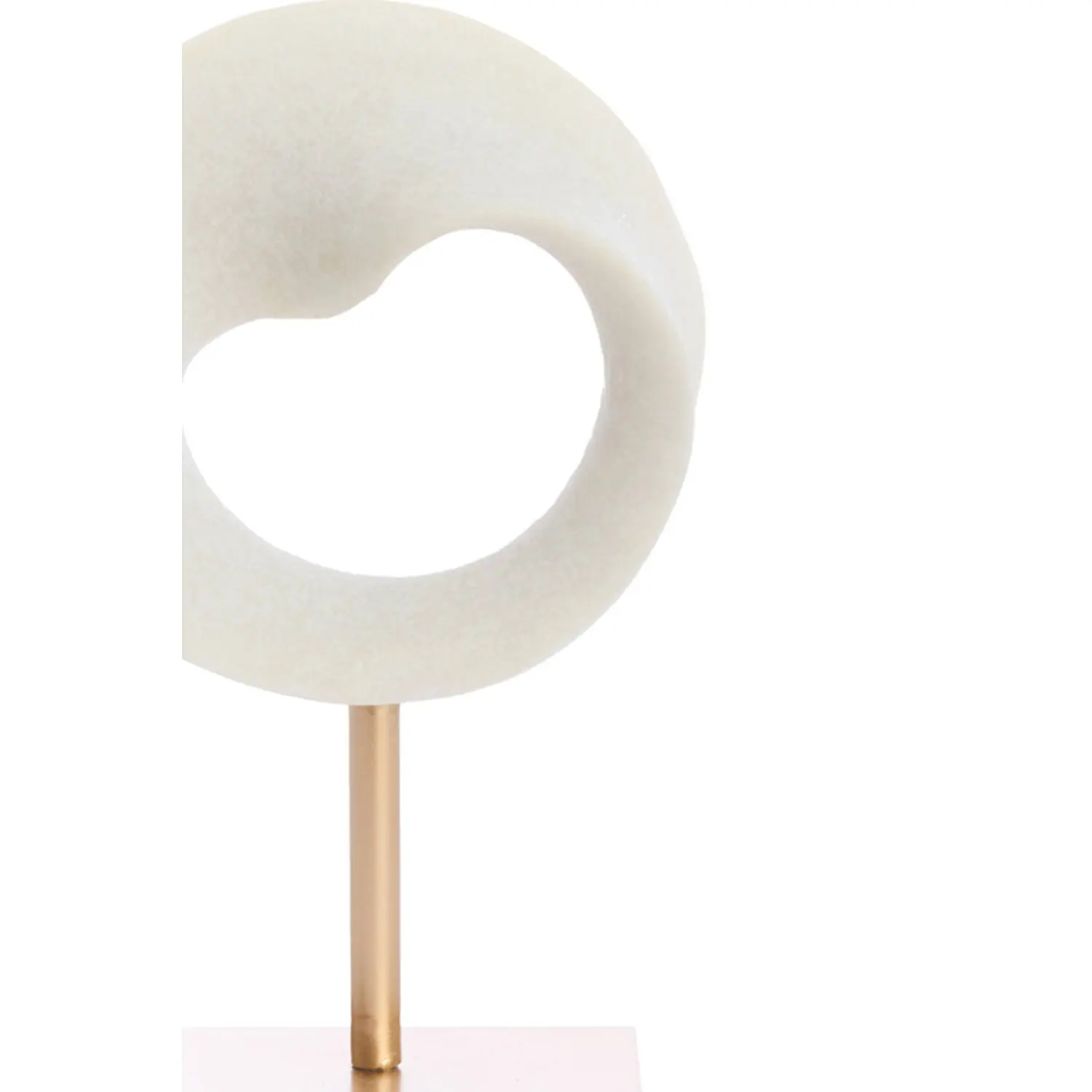 Abstract organisch gevormd ornament in crème wit op een slanke antiek bronzen metalen voet - model Tuzla.