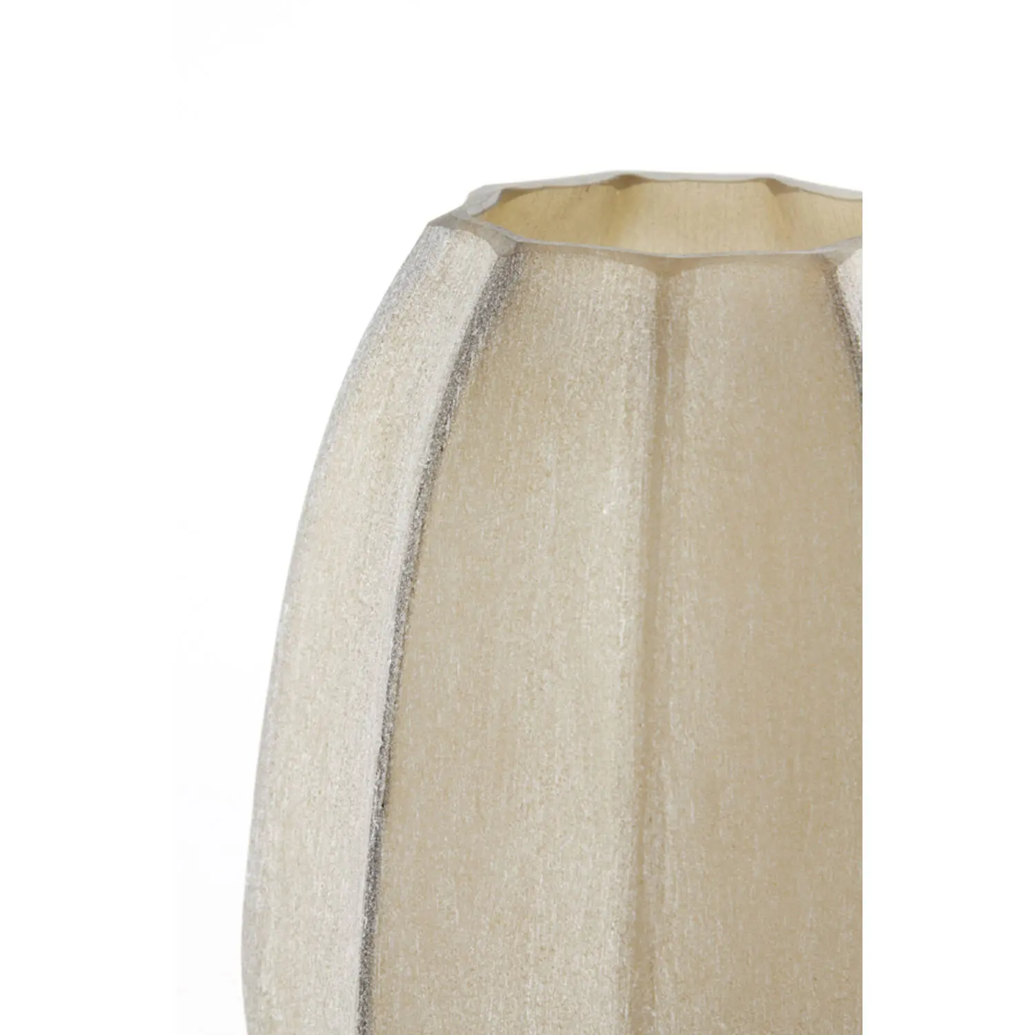 Lichtbruin glazen windlicht en vaas Bradley met verticale ribbels en matte afwerking, Ø17x23,5 cm.