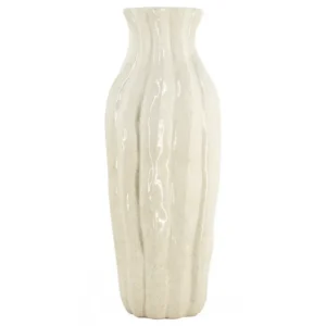 Grote aardewerk vaas Trunk Beige Large 16,5x16,5x41,5 cm met organische boomstamstructuur