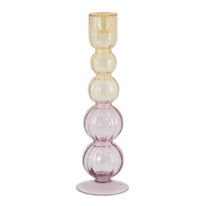 Glazen kaarsenstandaard bolletjes 10x10x30 cm two-toned ambergeel en lila paars