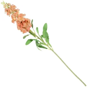 Kunstbloem Zeeuws-knopje 81 cm in warme peach perzikkleur met groen blad