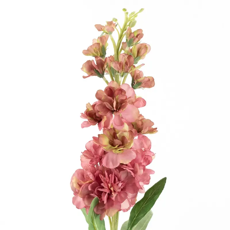Kunstbloem Zeeuws-knopje 81 cm in roze met groen blad