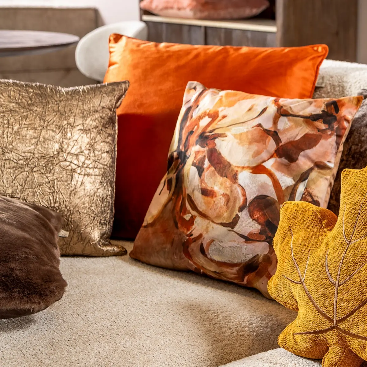 FINN - Sierkussen 60x60 cm - velvet - effen kleur - Potters Clay - oranje - Afbeelding 3