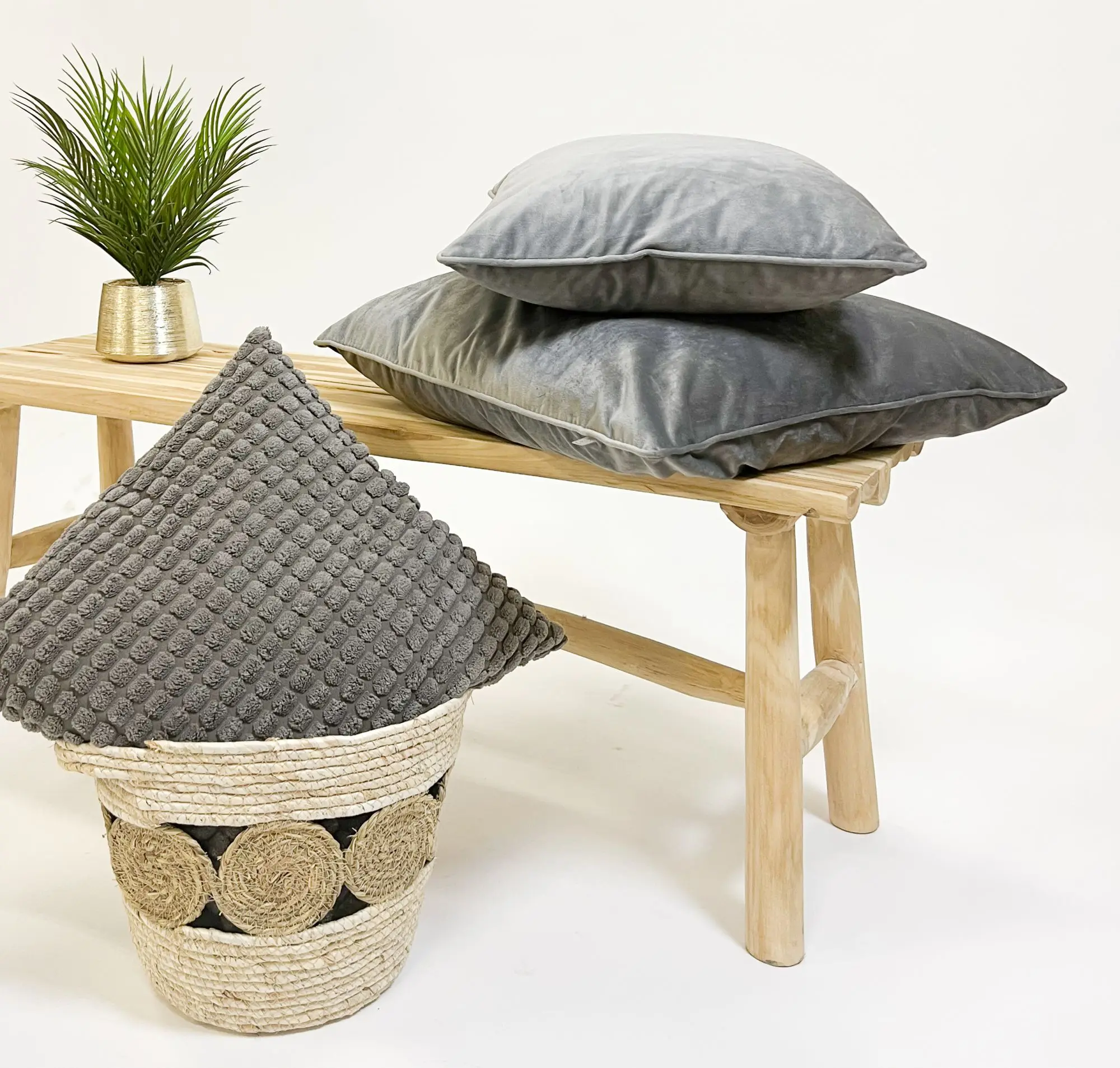 FINN - Sierkussen 60x60 cm - velvet - effen kleur - Driftwood - taupe - Afbeelding 5