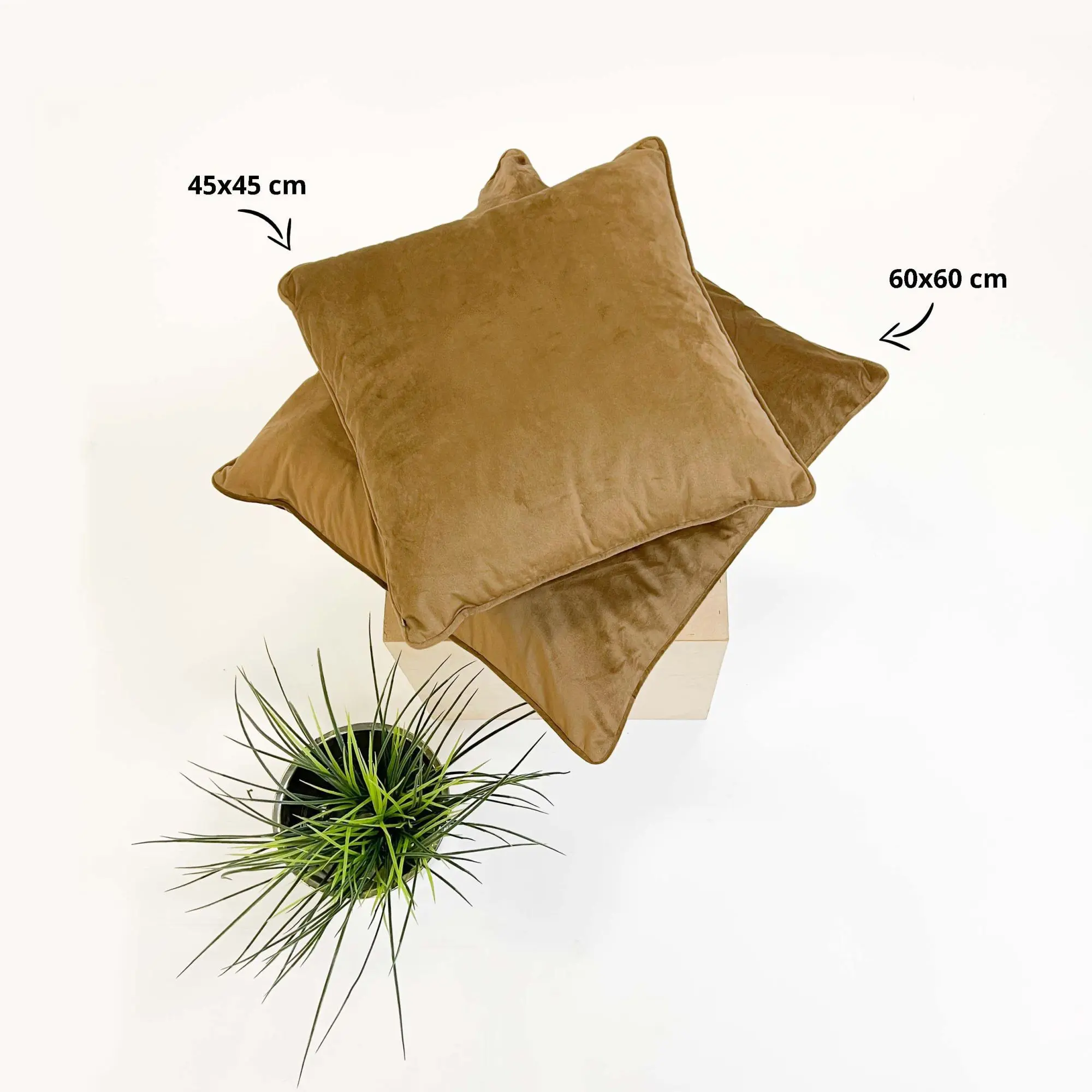 FINN - Sierkussen 60x60 cm - velvet - effen kleur - Tobacco Brown - bruin - Afbeelding 3