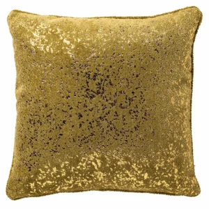 FLOW - sierkussen 45x45 cm - chenille - metallic - Moss - groen, goud