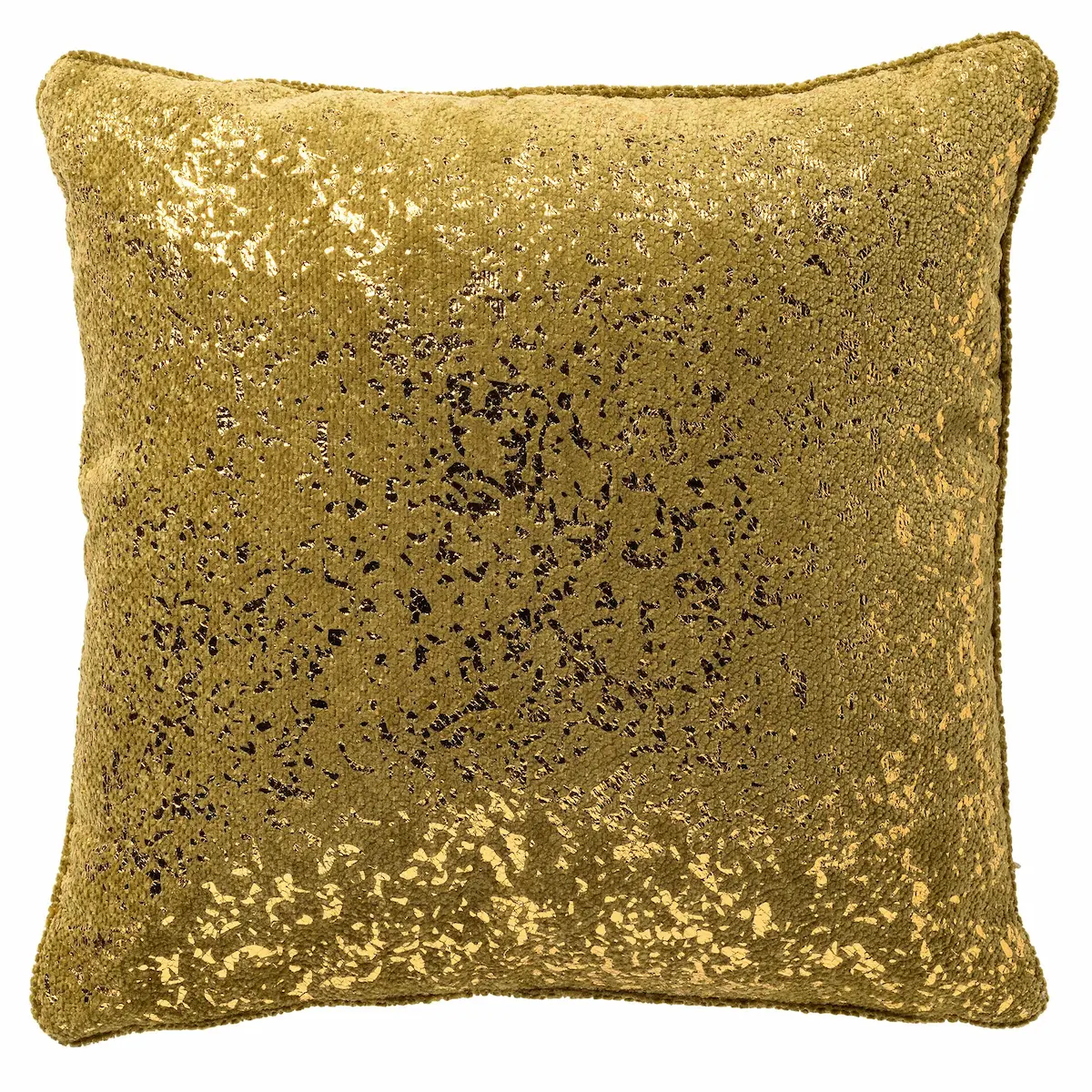 FLOW - sierkussen 45x45 cm - chenille - metallic - Moss - groen, goud