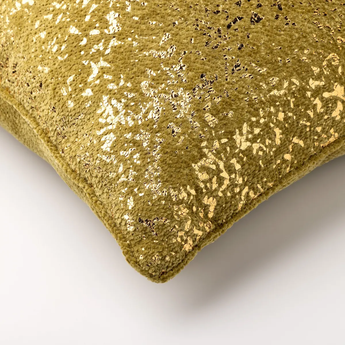FLOW - sierkussen 45x45 cm - chenille - metallic - Moss - groen, goud - Afbeelding 3