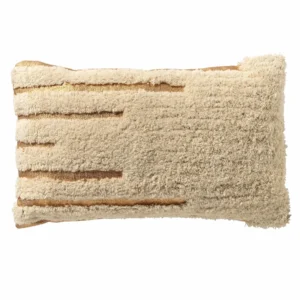 JIZZA - sierkussen 30x50 cm - 100% katoen - hoogpolig - Tofu - beige