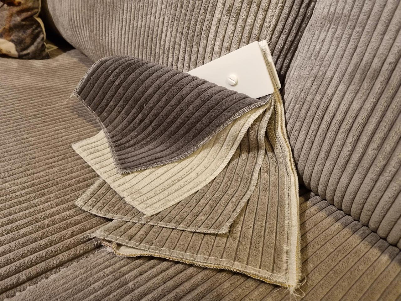 Vroomshoop rechte 3-zitsbank ribstof beige - Afbeelding 4