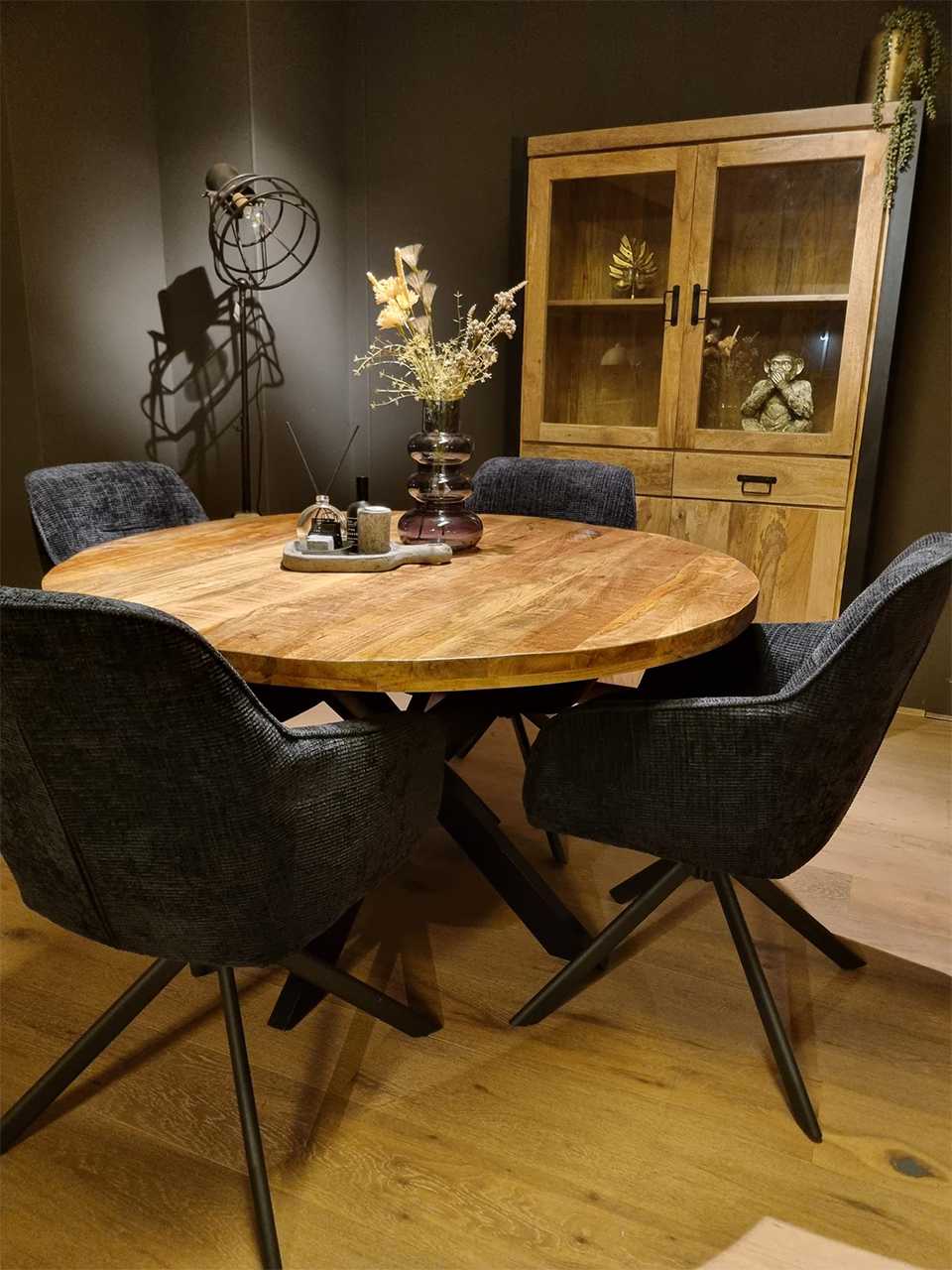 Ronde mango hout eettafel Enschede 120cm - Afbeelding 2