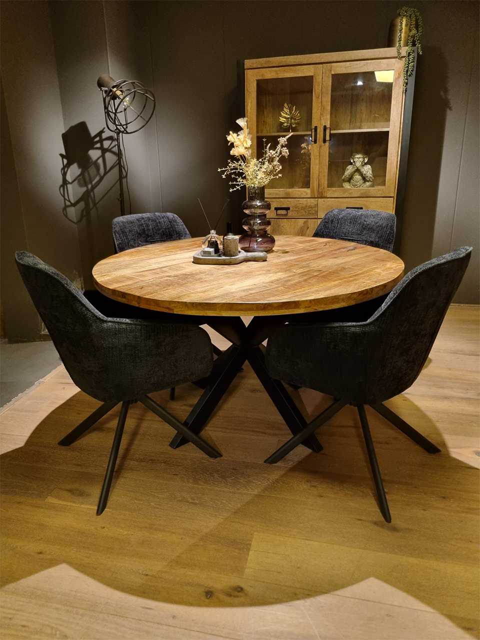 Ronde mango hout eettafel Enschede 120cm - Afbeelding 4