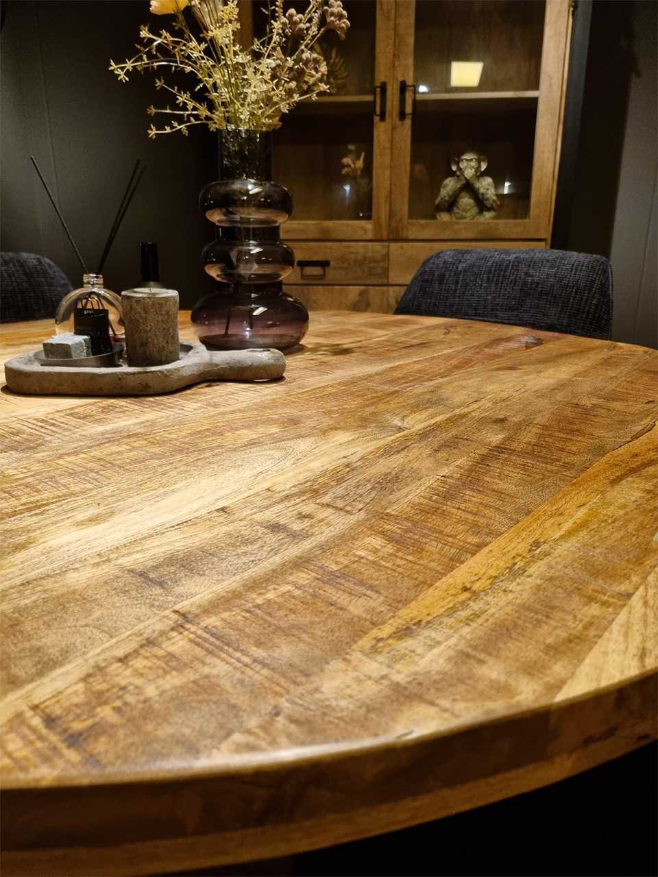 Ronde mango hout eettafel Enschede 120cm - Afbeelding 5