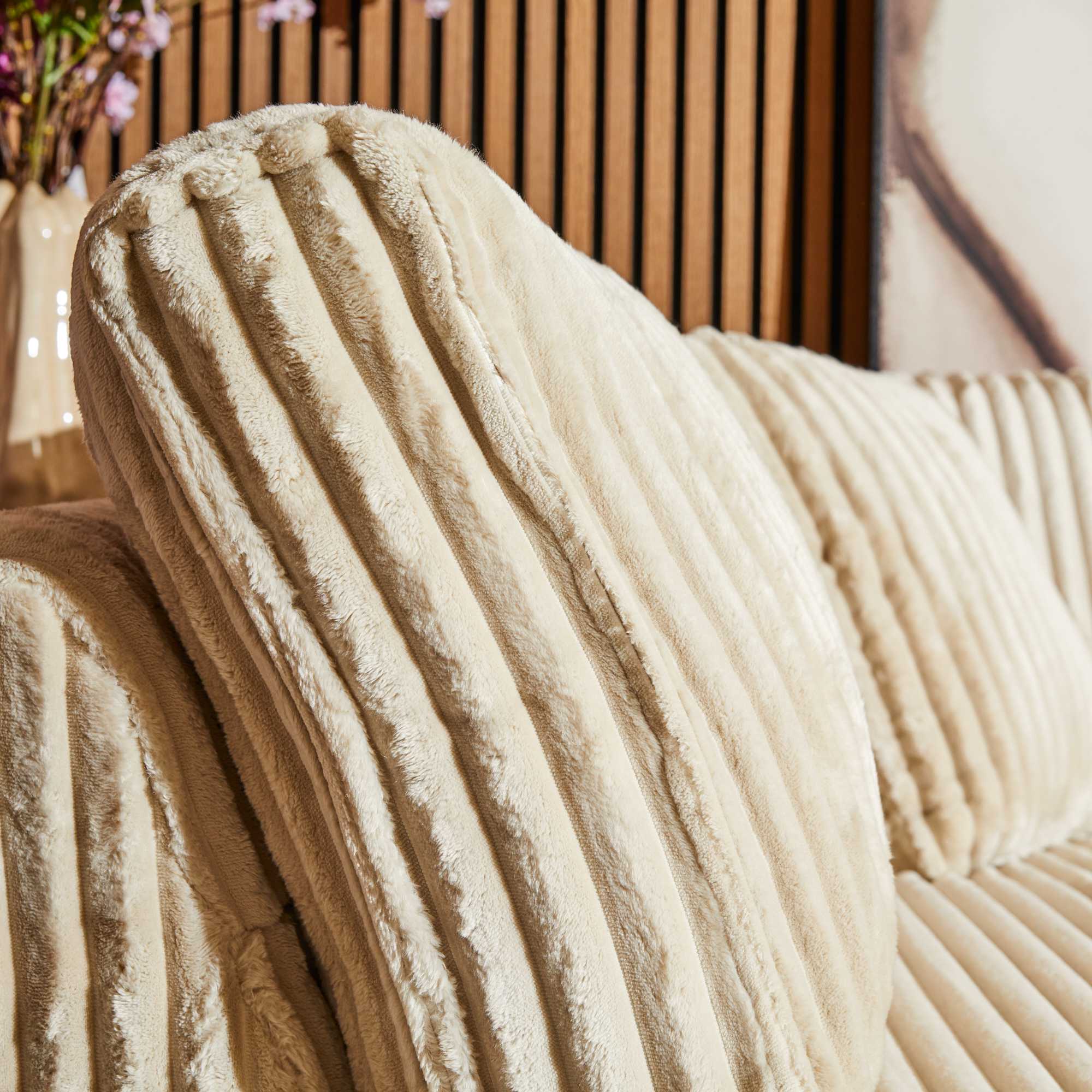 Hoekbank teddy 2,5 zits divan R ribstof beige - Afbeelding 3