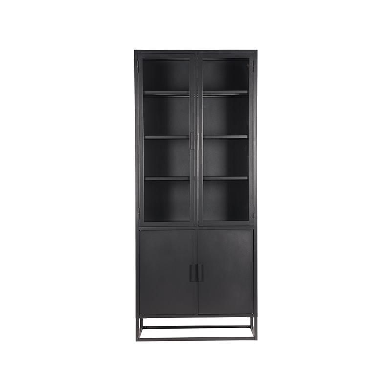 Vitrinekast Level zwart metaal 80x40x190 cm - Afbeelding 2