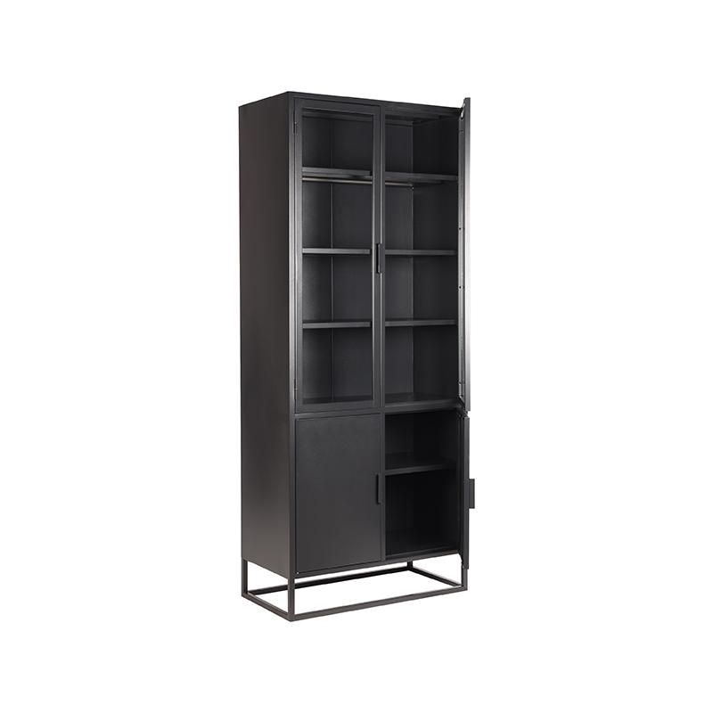 Vitrinekast Level zwart metaal 80x40x190 cm - Afbeelding 3