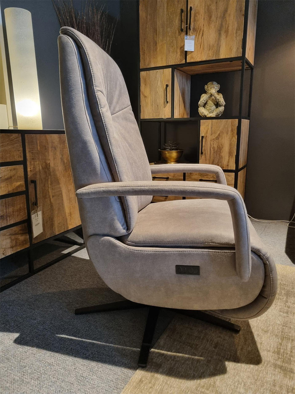 Relaxfauteuil Zelhem leder draaistoel met sta-op - Afbeelding 6