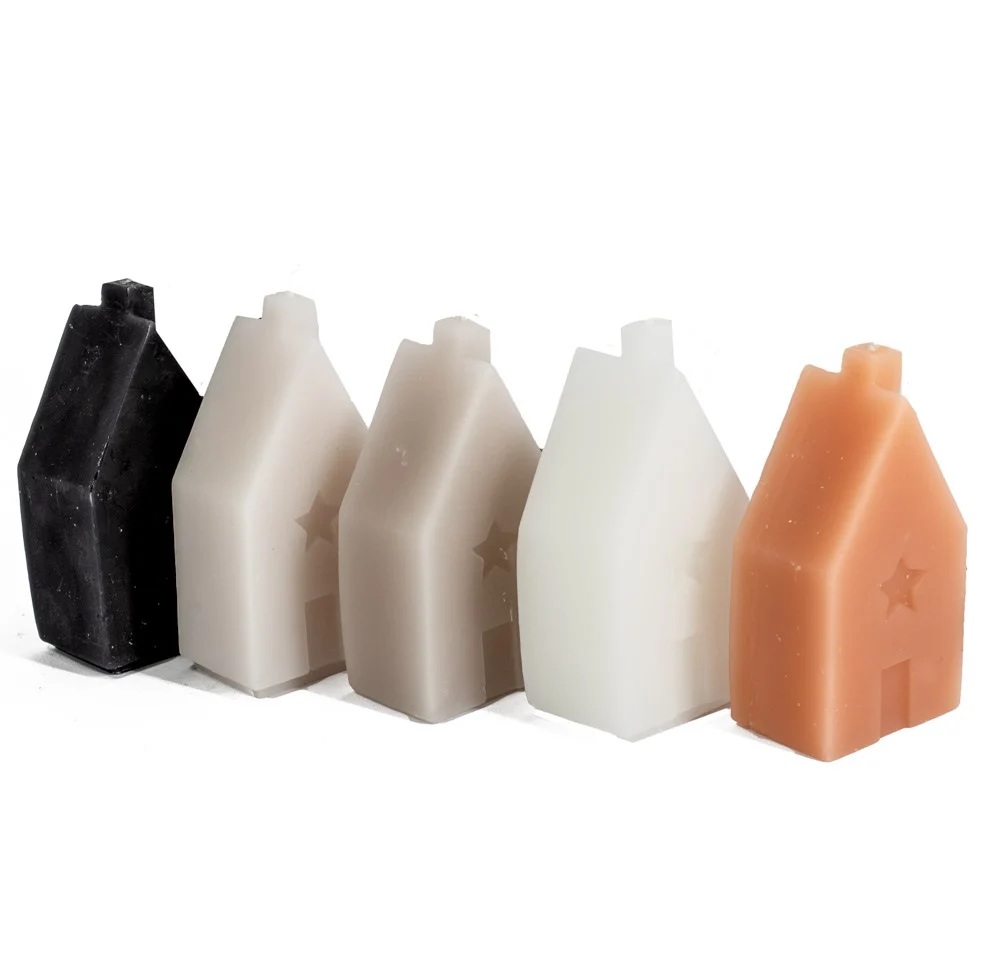 Kaars huis taupe 11,5 cm - Afbeelding 2