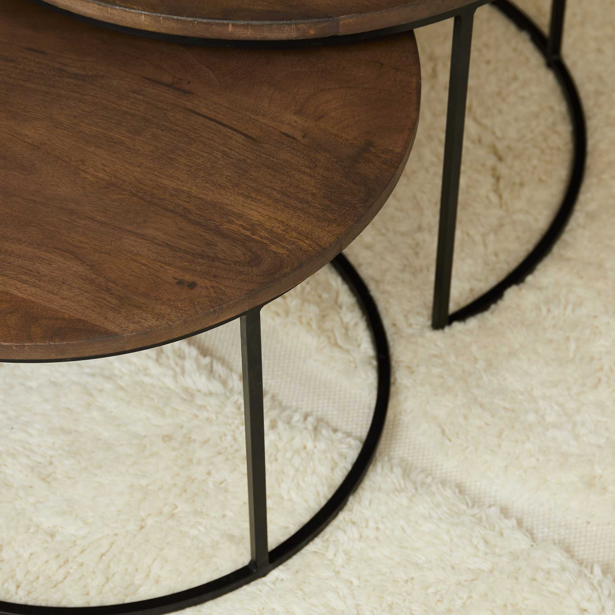 Salontafel Madison 70cm rond set van 2 walnoot - Afbeelding 2