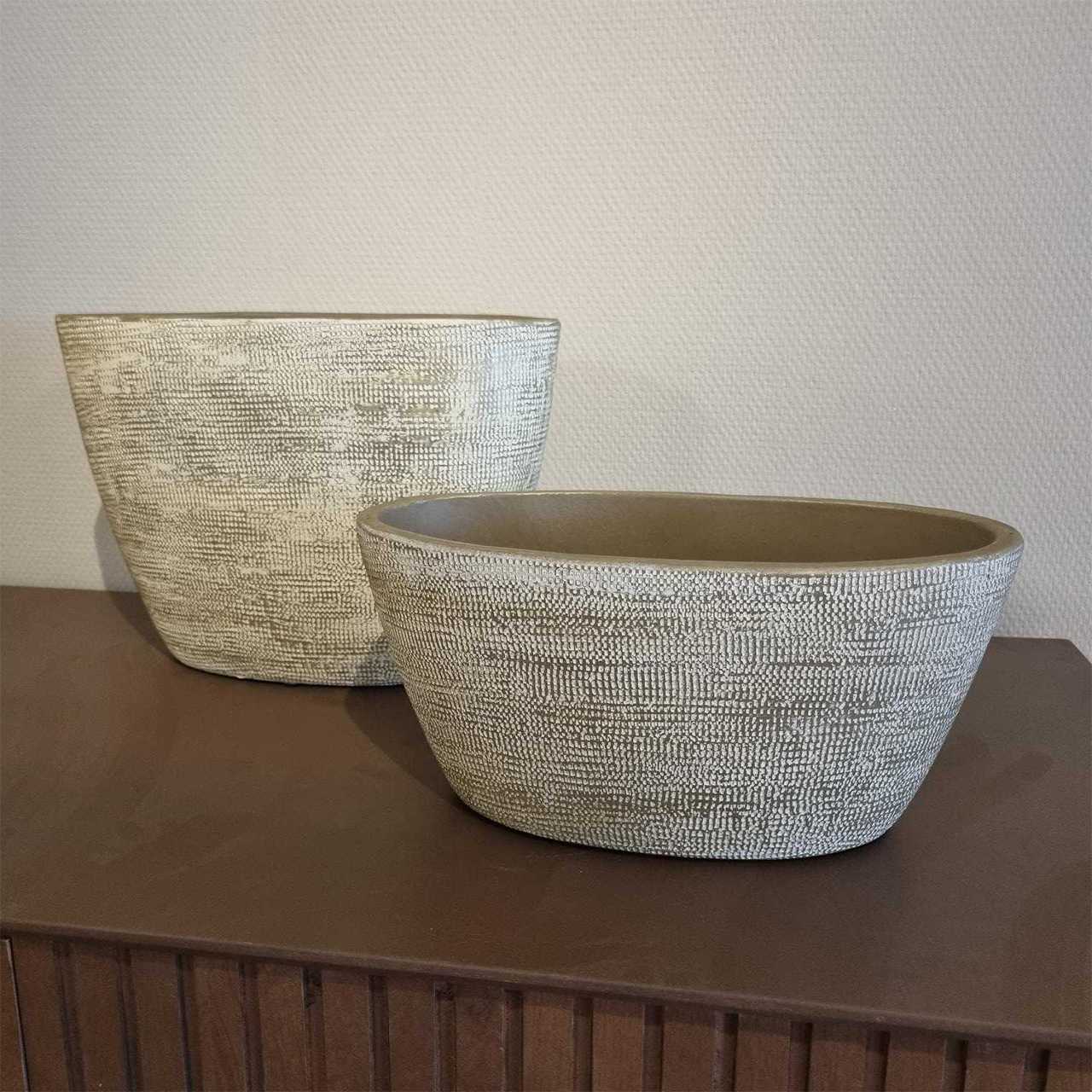 Keramiek Vaas ovaal Borne L29D15H14CM taupe - Afbeelding 3