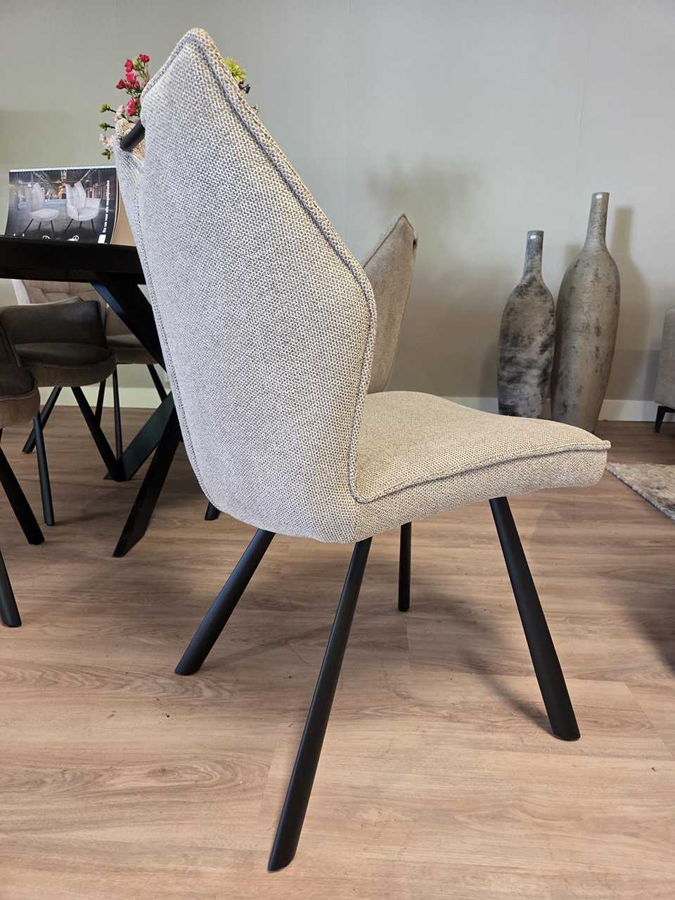 Eetkamerstoel Overijssel meubelstof taupe - Afbeelding 3